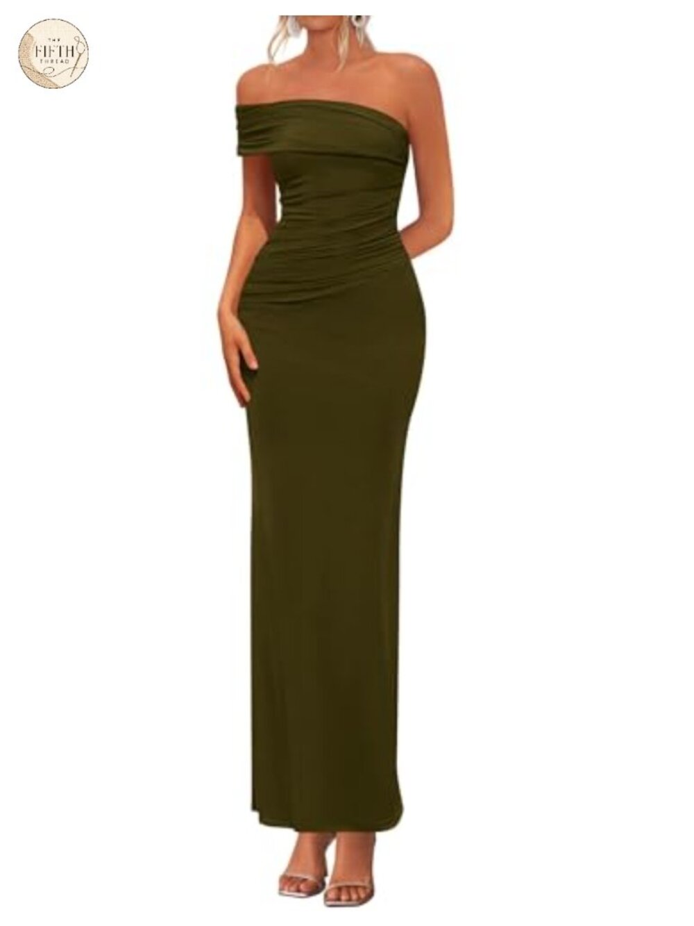 PRETTYGARDEN Women's One Shoulder Semi Formal Maxi Dress Ruched Bodycon